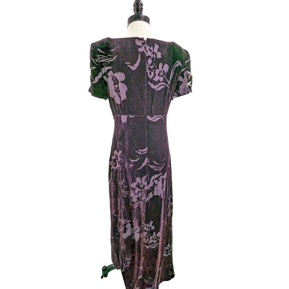 Donna Ricco Women Floral Pattern Drape Neck Short Sleeve Neck Maxi Dress Velvet - Picture 6 of 11